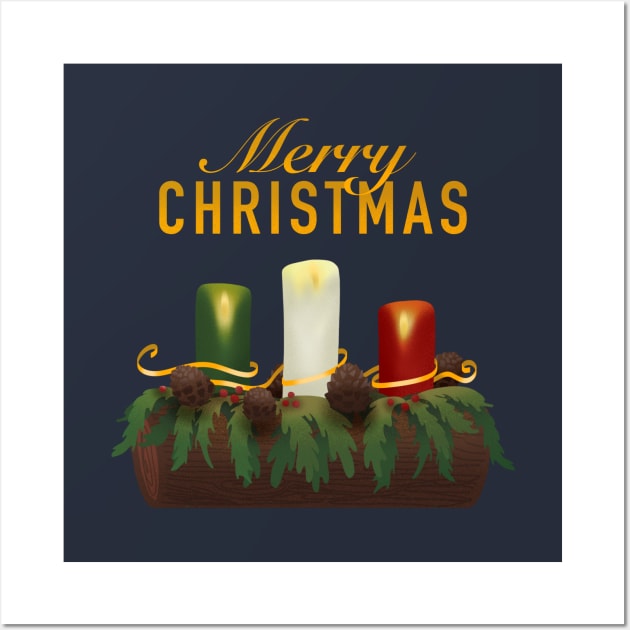 Merry Christmas xmas candles Wall Art by SosiCreatesArt